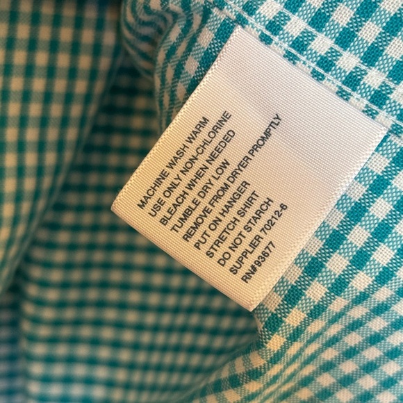 Stafford Turquoise Checkered Button Down Shirt - Picture 6 of 10